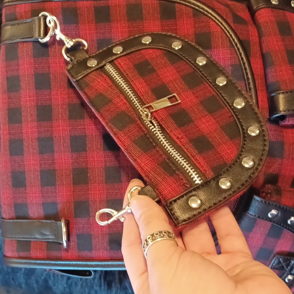 DOLLSKILL LOST QUEEN RED/BLACK TARTAN BACK PACK LOTS OF DETAIL LAST ONE SOLD OUT - Picture 6 of 12